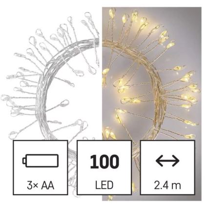 LED lanac 100xLED/3xAA 2,7m toplo belo