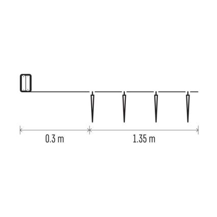 LED lanac, 10x LED, na baterije 2x AA, dužine 1,65 m