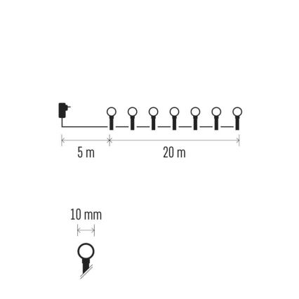 LED lanac 200xLED/8 funkcija 20m IP44 hladno bela