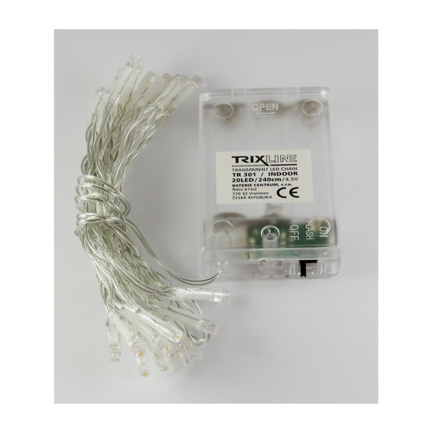 LED  lanac 20xLED/2 funkcije 2,4m topla bela