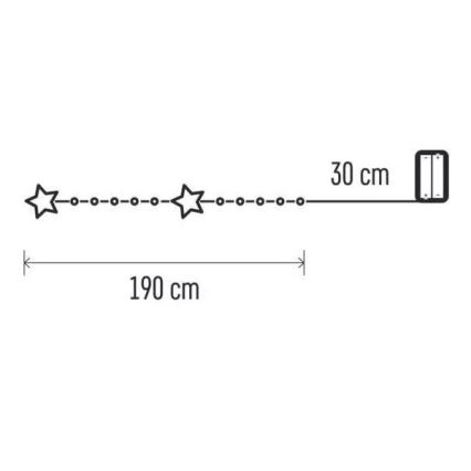 LED lanac 20xLED/2xAA 2,2 m topla bela