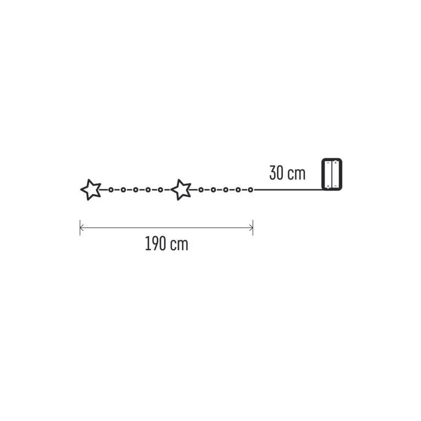 LED lanac 20xLED/2xAA 2,2 m topla bela