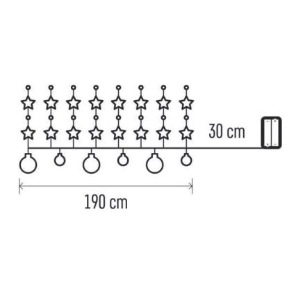 LED lanac 20xLED/2xAA 2,2 m topla bela