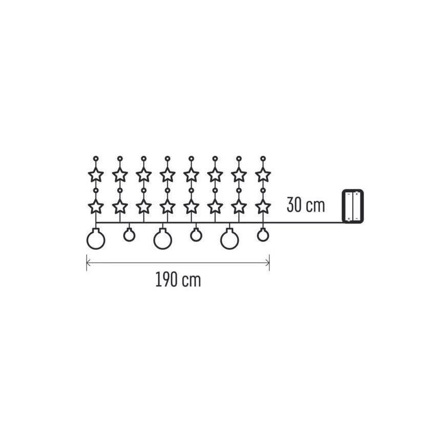 LED lanac 20xLED/2xAA 2,2 m topla bela
