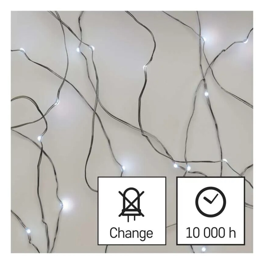 LED  lanac 20xLED/2xAA 2,4m hladna bela