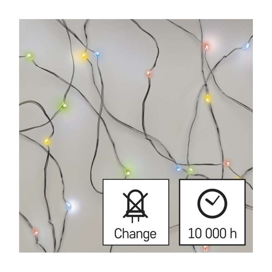 LED lanac 20xLED/2xAA 2,4m višebojan