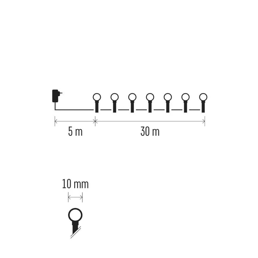 LED lanac 300xLED/230V/8 funkcija 35m IP44 topla bela