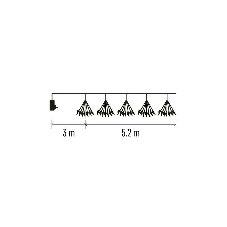 LED  lanac 300xLED 5,2+3 m topla bela