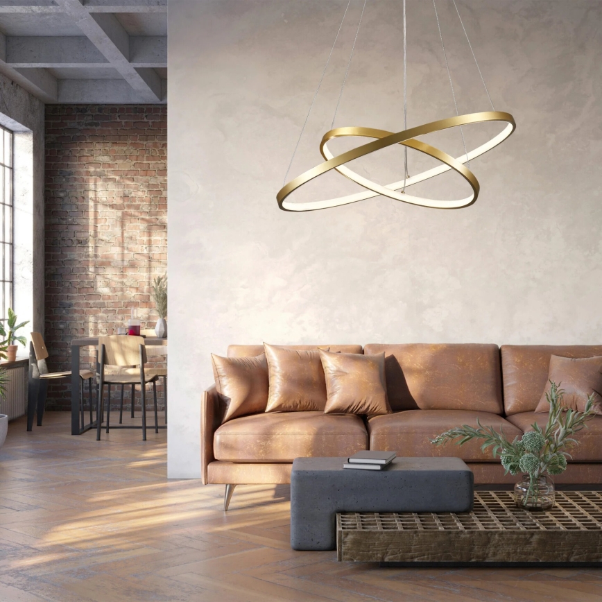 LED luster LEA na sajli, 35 W, 230 V, 4000 K, prečnik 60 cm, zlatna