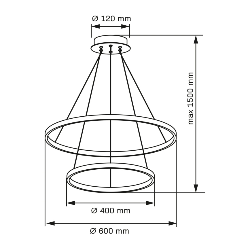 LED luster LEA na sajli, 35 W, 230 V, 4000 K, prečnik 60 cm, zlatna