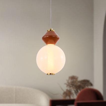 LED luster na lanku FLORES LED/7W/230V zlatan/smeđi