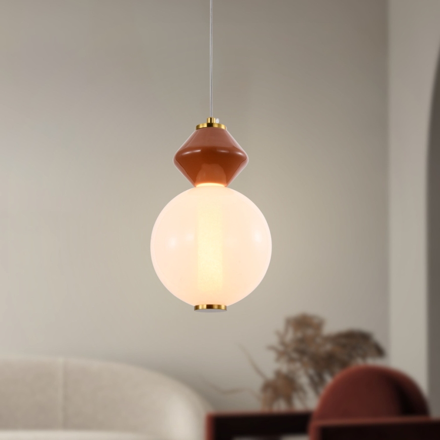 LED luster na lanku FLORES LED/7W/230V zlatan/smeđi