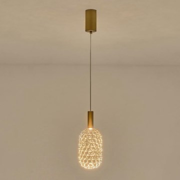 LED luster na lanku PERFORATO LED/6,3W/230V 3000K zlatna, prečnik 13 cm