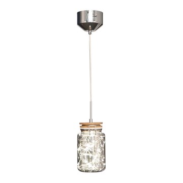LED luster na lanku SHOCK LED/5W/230V sjajni hrom/drvo