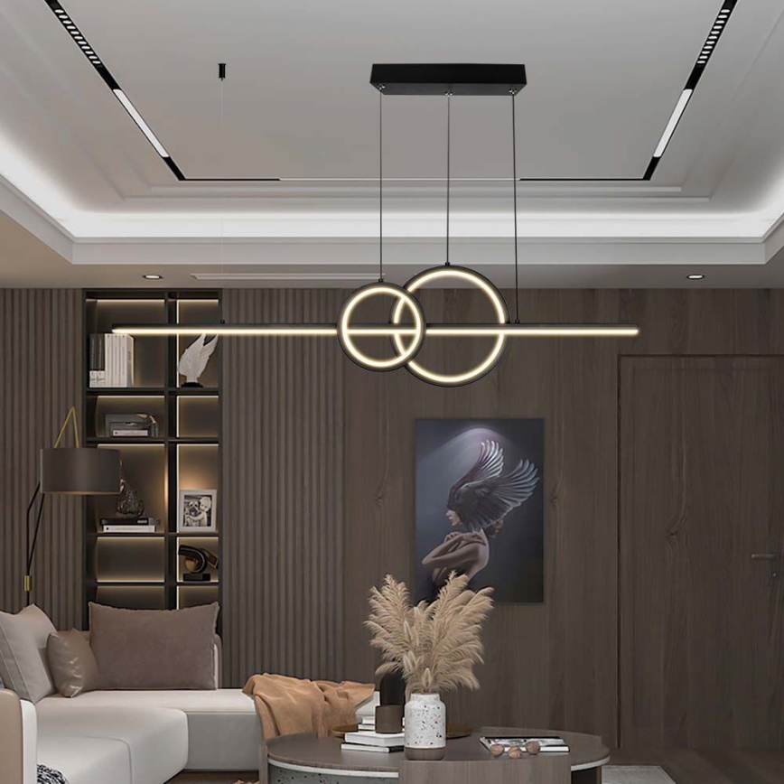 LED luster na sajli, 15 W, 230 V, 4000 K, 80 cm, crne boje