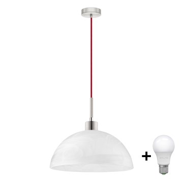 LED luster na sajli 1xE27/60W/230V bela/crvena