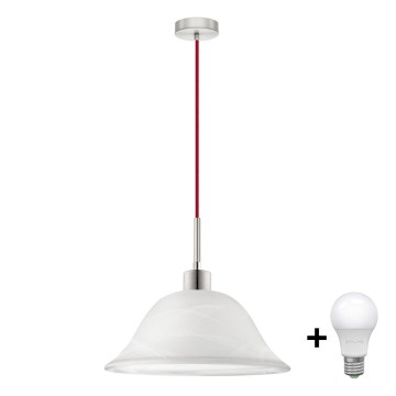 LED luster na sajli 1xE27/60W/230V bela/crvena