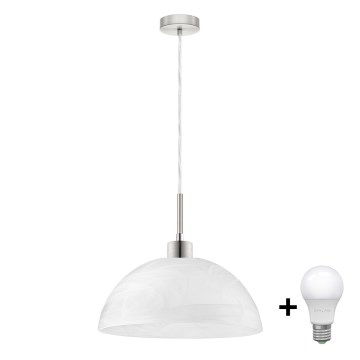 LED luster na sajli 1xE27/60W/230V bela/prozirna