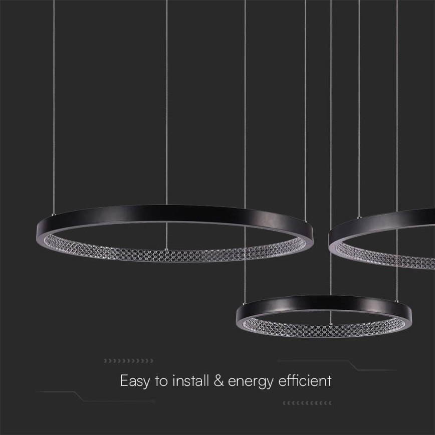 LED luster na sajli 3xLED/19W/230V 3000K crna