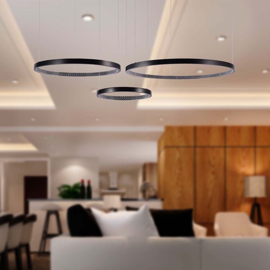 LED luster na sajli 3xLED/19W/230V 4000K crne boje
