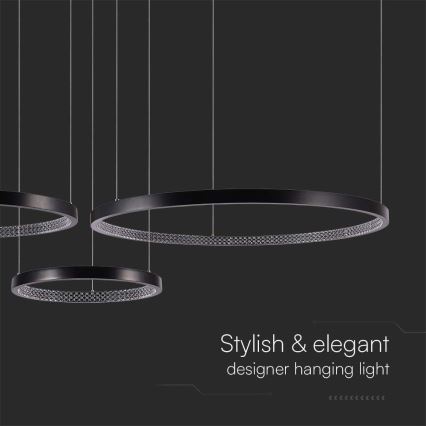 LED luster na sajli 3xLED/19W/230V 4000K crne boje