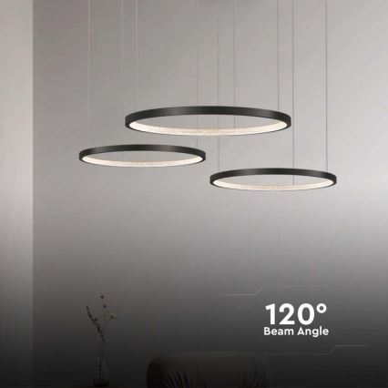 LED luster na sajli 3xLED/19W/230V 4000K crne boje