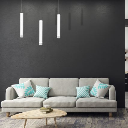 LED luster na sajli ALBA 3xLED/15W/230V, bela