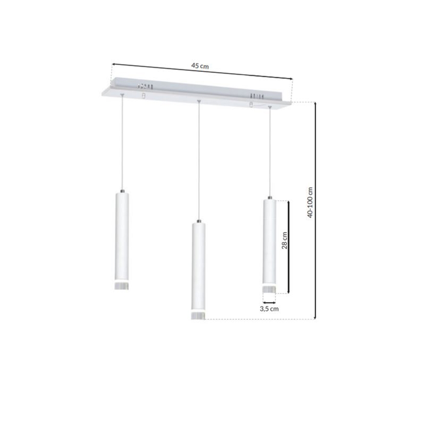 LED luster na sajli ALBA 3xLED/15W/230V, bela