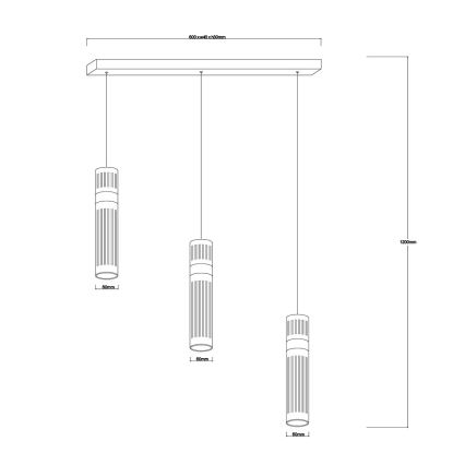 LED luster na sajli AMBIENTE 3xLED/6W/230V 3000/4000/6000K zlatna