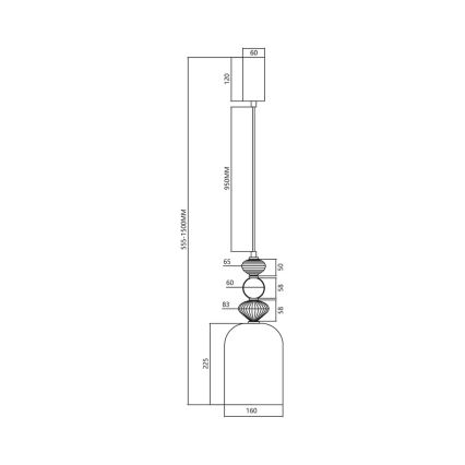 LED luster na sajli ARTE LED/12W/230V, prečnik 16 cm, mesing