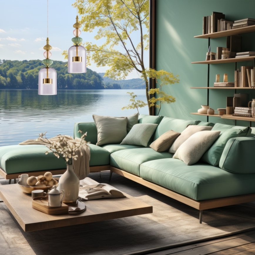 LED luster na sajli ARTE LED/12W/230V, prečnika 13 cm, mesing