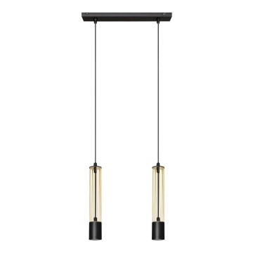 LED luster na sajli BARS 2xGU10/4,8W/230V crna/zlatna
