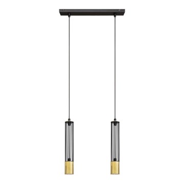 LED luster na sajli BARS 2xGU10/4,8W/230V crna/zlatna