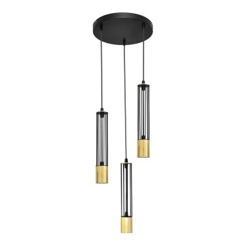 LED luster na sajli BARS 3xGU10/4,8W/230V crna/zlatna