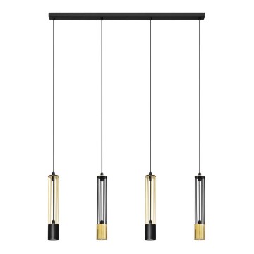 LED luster na sajli BARS 4xGU10/4,8W/230V crna/zlatna
