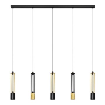 LED luster na sajli BARS 5xGU10/4,8W/230V crna/zlatna