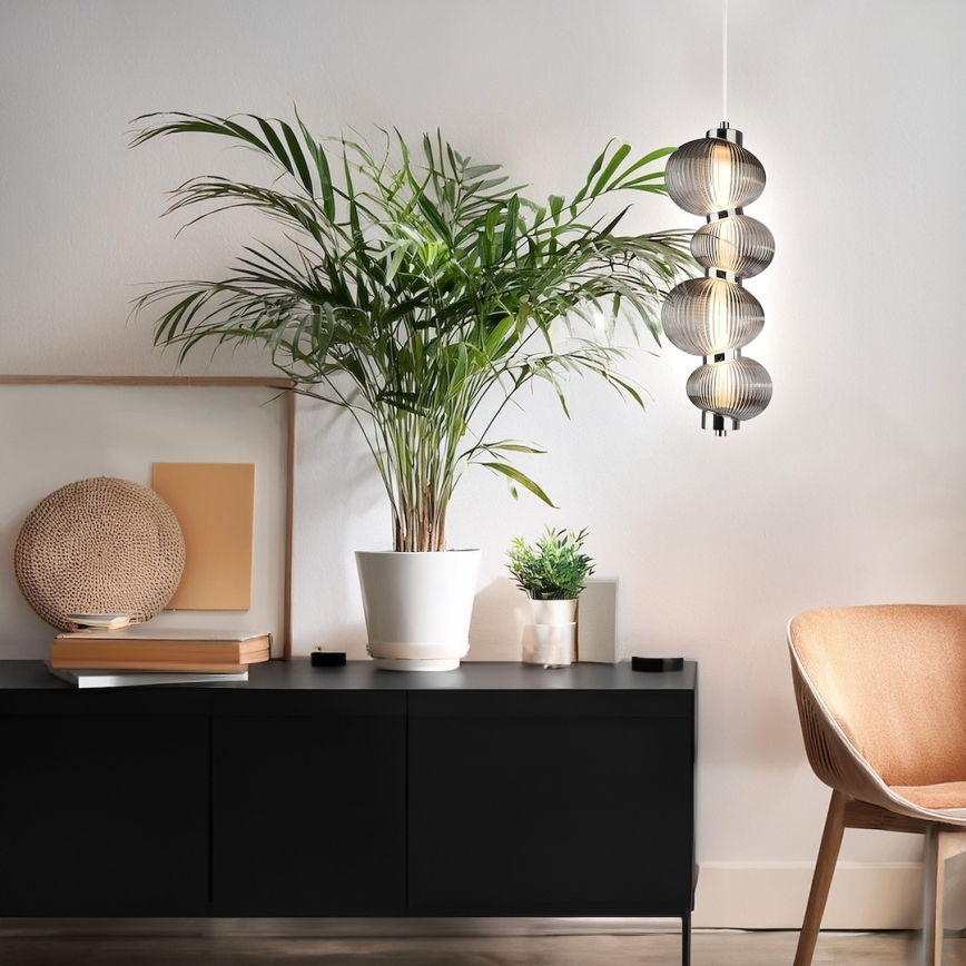 LED luster na sajli BOLLA LED/17W/230V pr. 16 cm sjajni hrom/dimljeno-siva