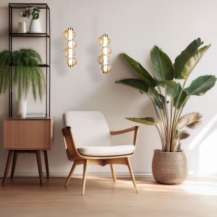 LED luster na sajli BOLLA LED/17W/230V prečnik 16 cm zlatna/zadimljeno bež