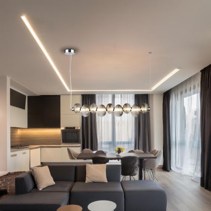 LED luster na sajli BOLLA LED/32W/230V sjajni hrom/dimljena siva boja