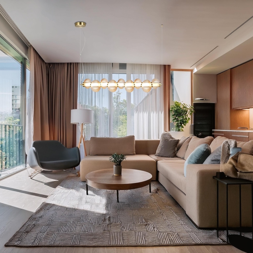 LED luster na sajli BOLLA LED/32W/230V zlatna/zadimljeno bež