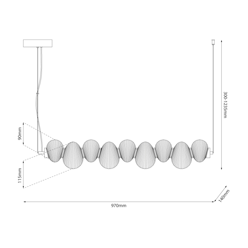 LED luster na sajli BOLLA LED/32W/230V zlatna/zadimljeno bež