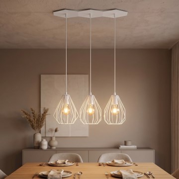 LED luster na sajli BRYLANT 3xE27/60W/230V bela