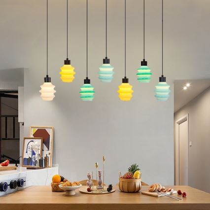 LED luster na sajli CACTUS 7xLED/2,8W/230V 3000K zelena/žuta/bela