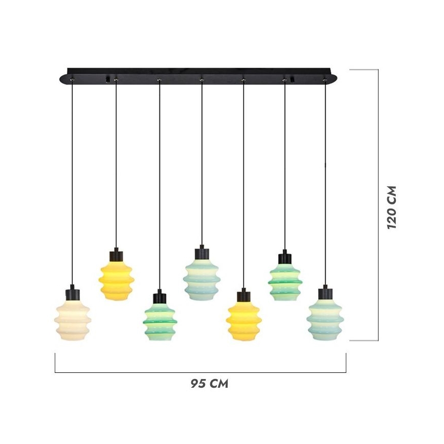 LED luster na sajli CACTUS 7xLED/2,8W/230V 3000K zelena/žuta/bela