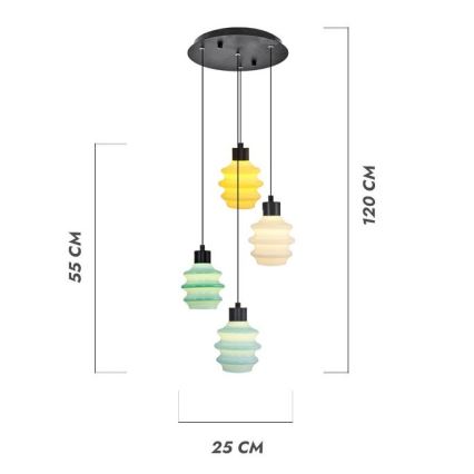 LED luster na sajli CACTUS LED/12W/230V 3000K zelena/žuta/bela