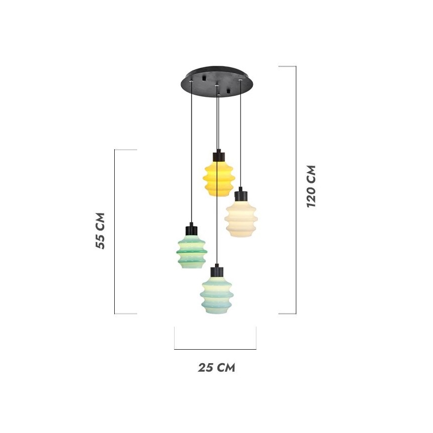 LED luster na sajli CACTUS LED/12W/230V 3000K zelena/žuta/bela