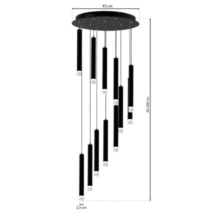 LED luster na sajli CARBON 12xLED/12W/230V