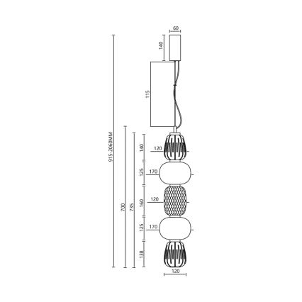 LED luster na sajli CARO LED/40W/230V sjajni hrom