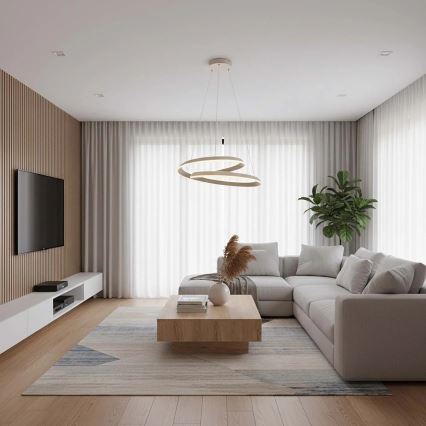 LED luster na sajli CASHMERE LED/75W/230V, prečnik 60 cm, bež