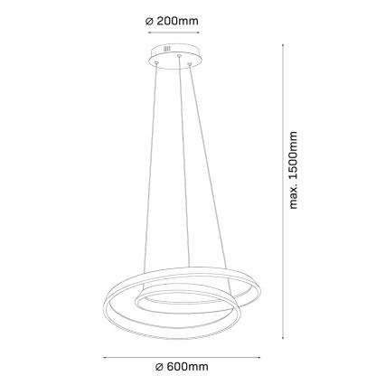 LED luster na sajli CASHMERE LED/75W/230V, prečnik 60 cm, bež